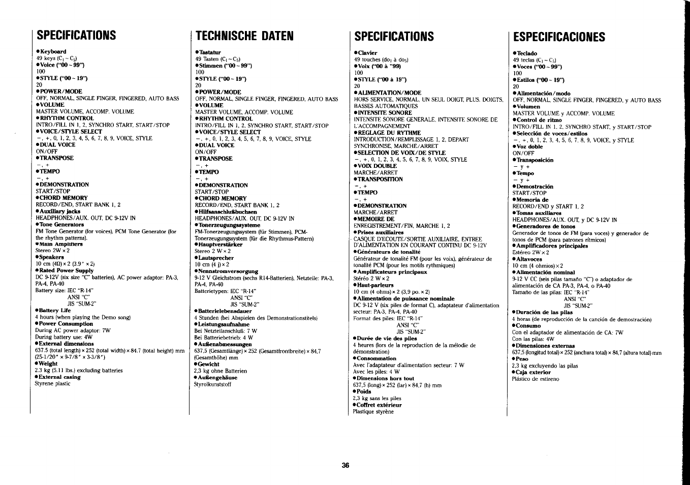 Yamaha PSS-280 User Manual | Page 38 / 40