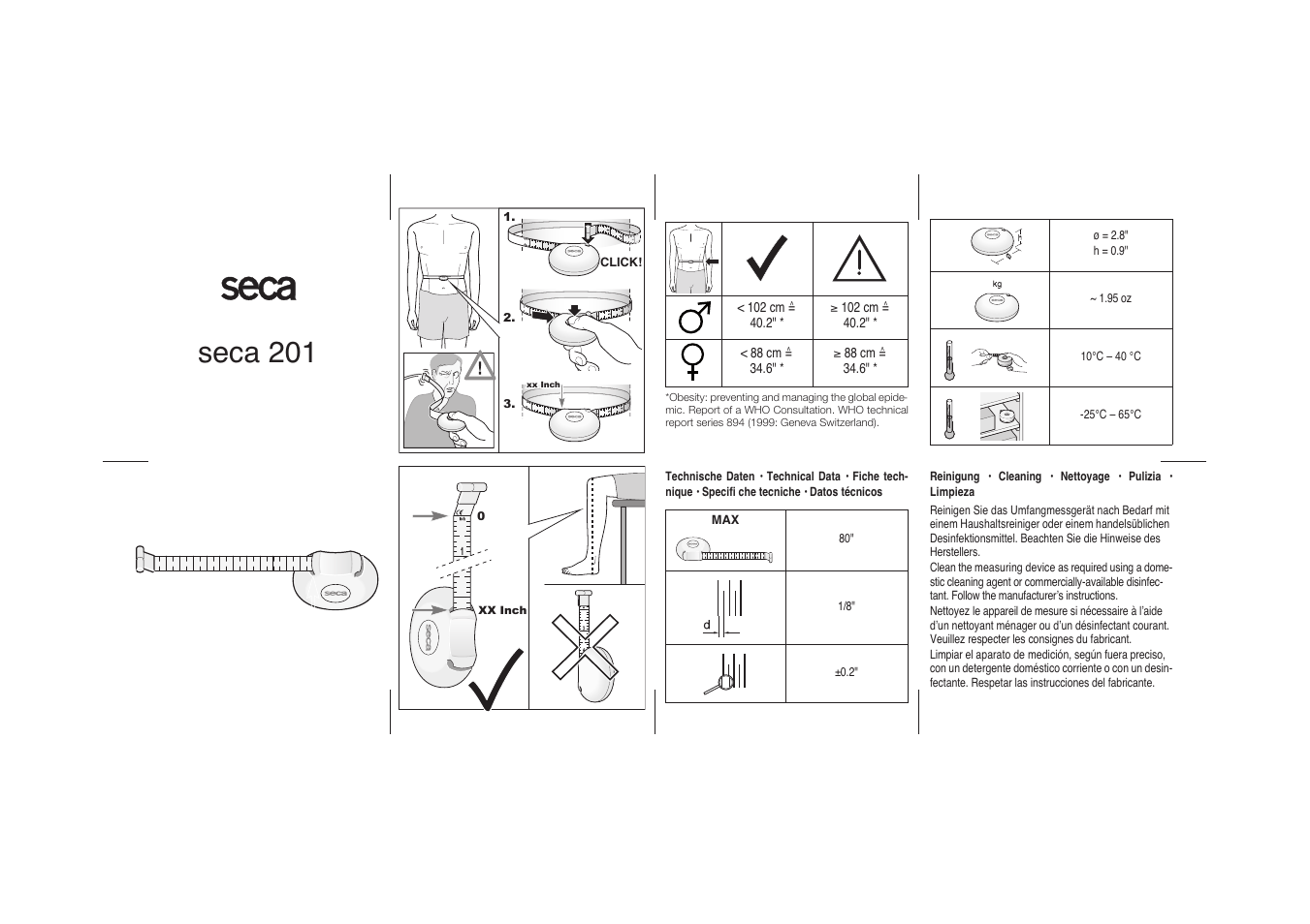 Seca 201 inch User Manual | 2 pages