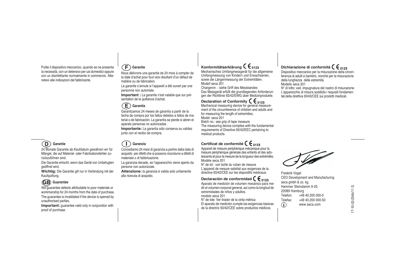 Seca 201 inch User Manual | Page 2 / 2