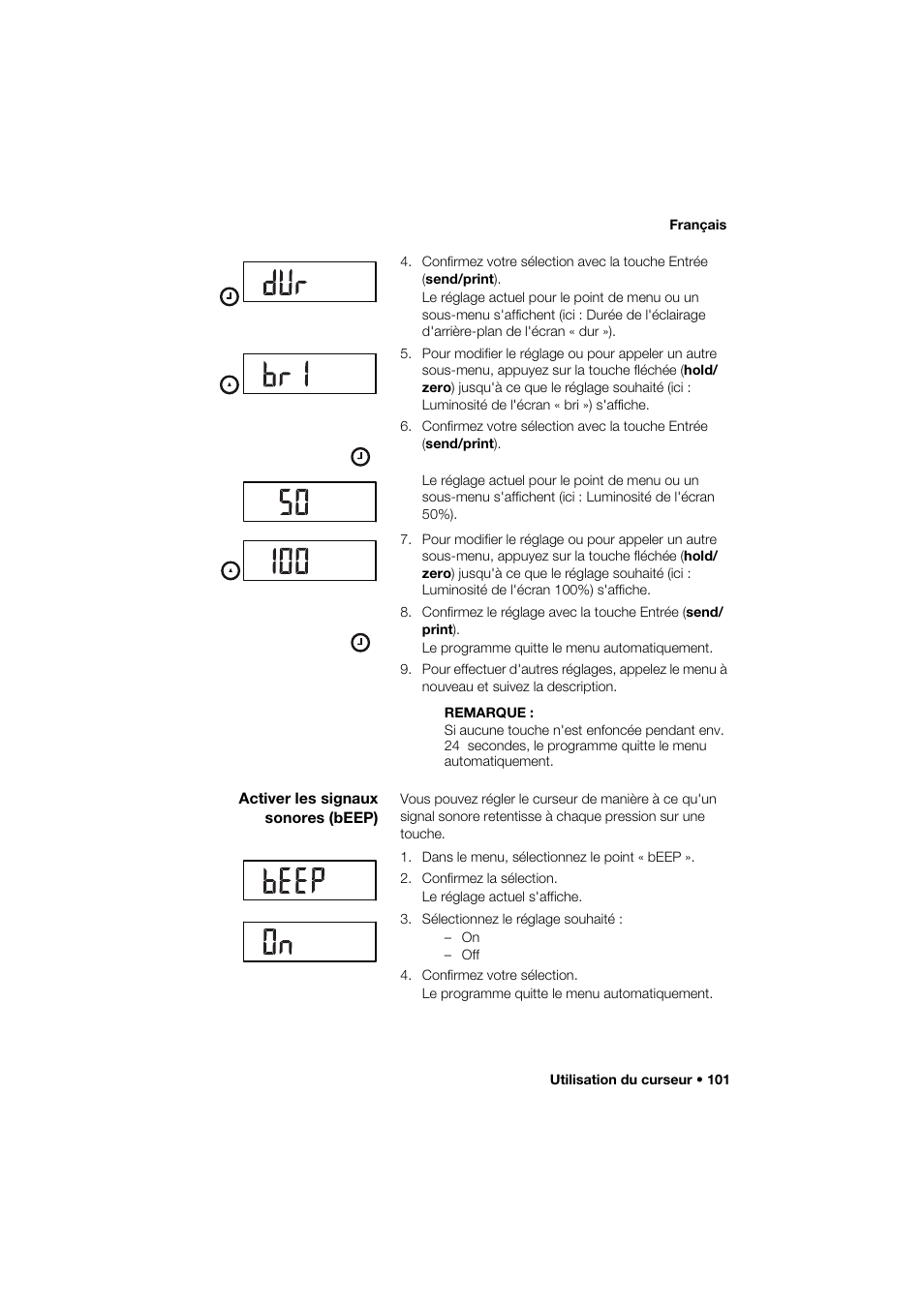 Activer les signaux sonores (beep) | Seca 264 User Manual | Page 101 / 275