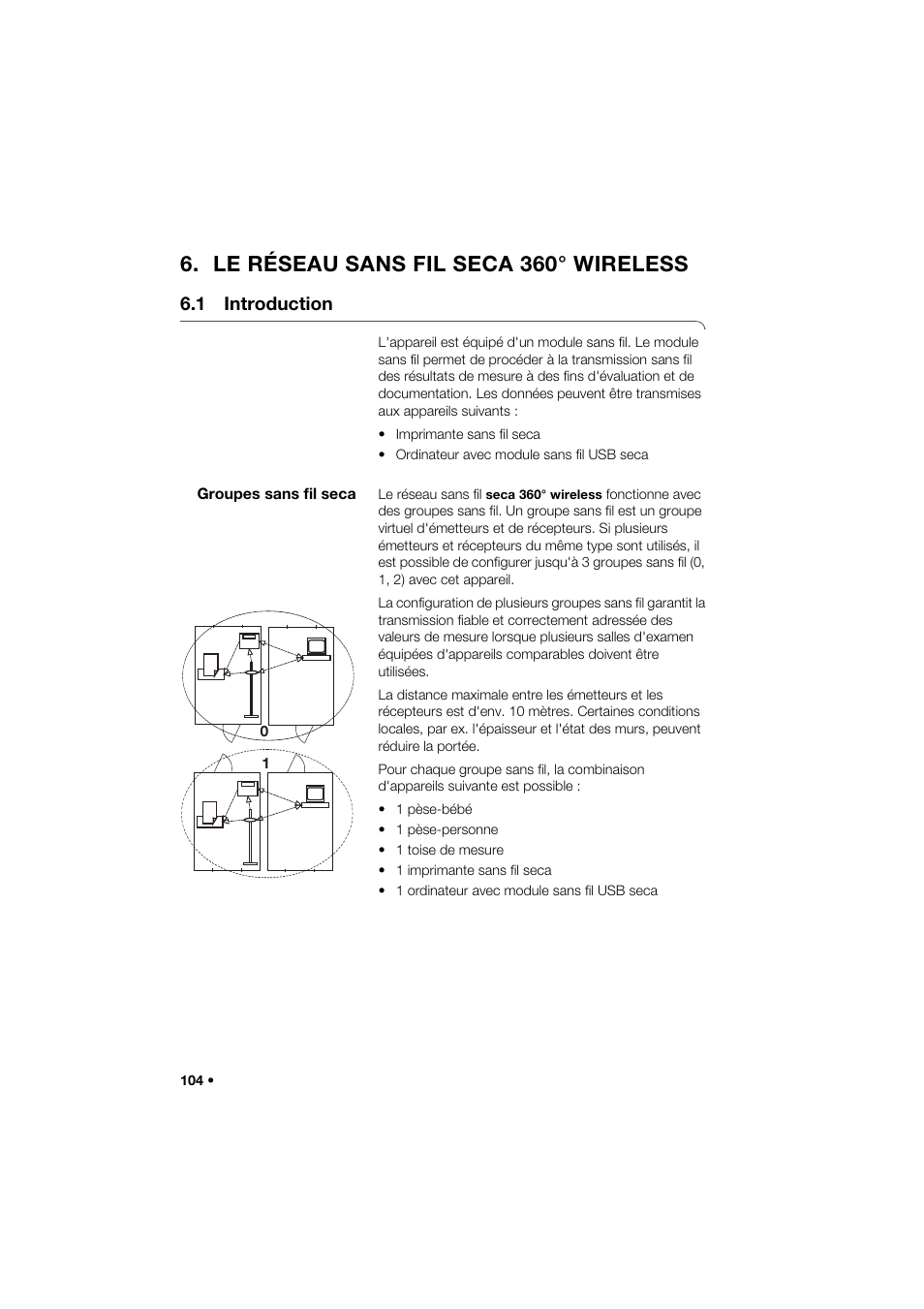 Le réseau sans fil seca 360° wireless, 1 introduction, Groupes sans fil seca | Seca 264 User Manual | Page 104 / 275