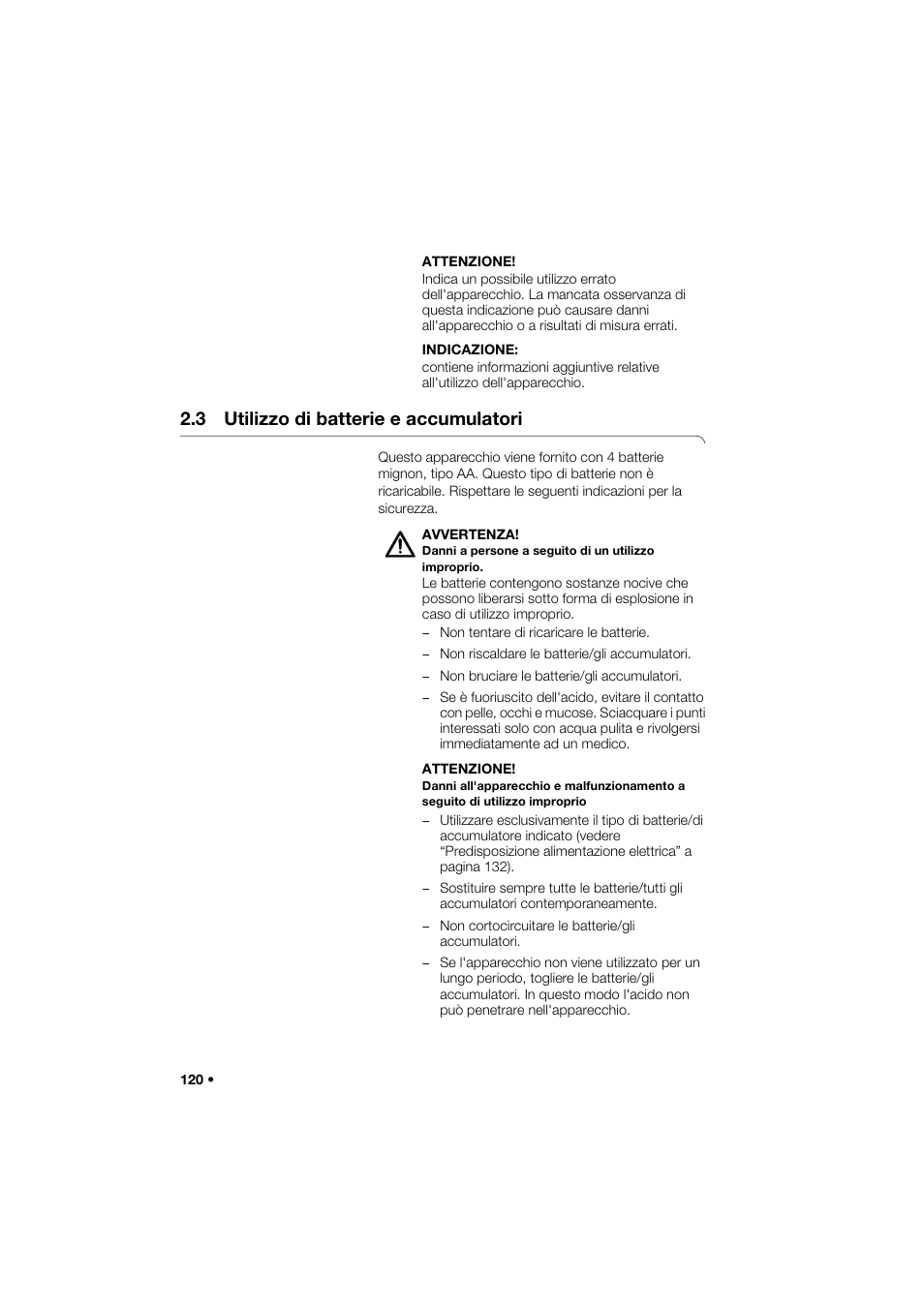 3 utilizzo di batterie e accumulatori | Seca 264 User Manual | Page 120 / 275