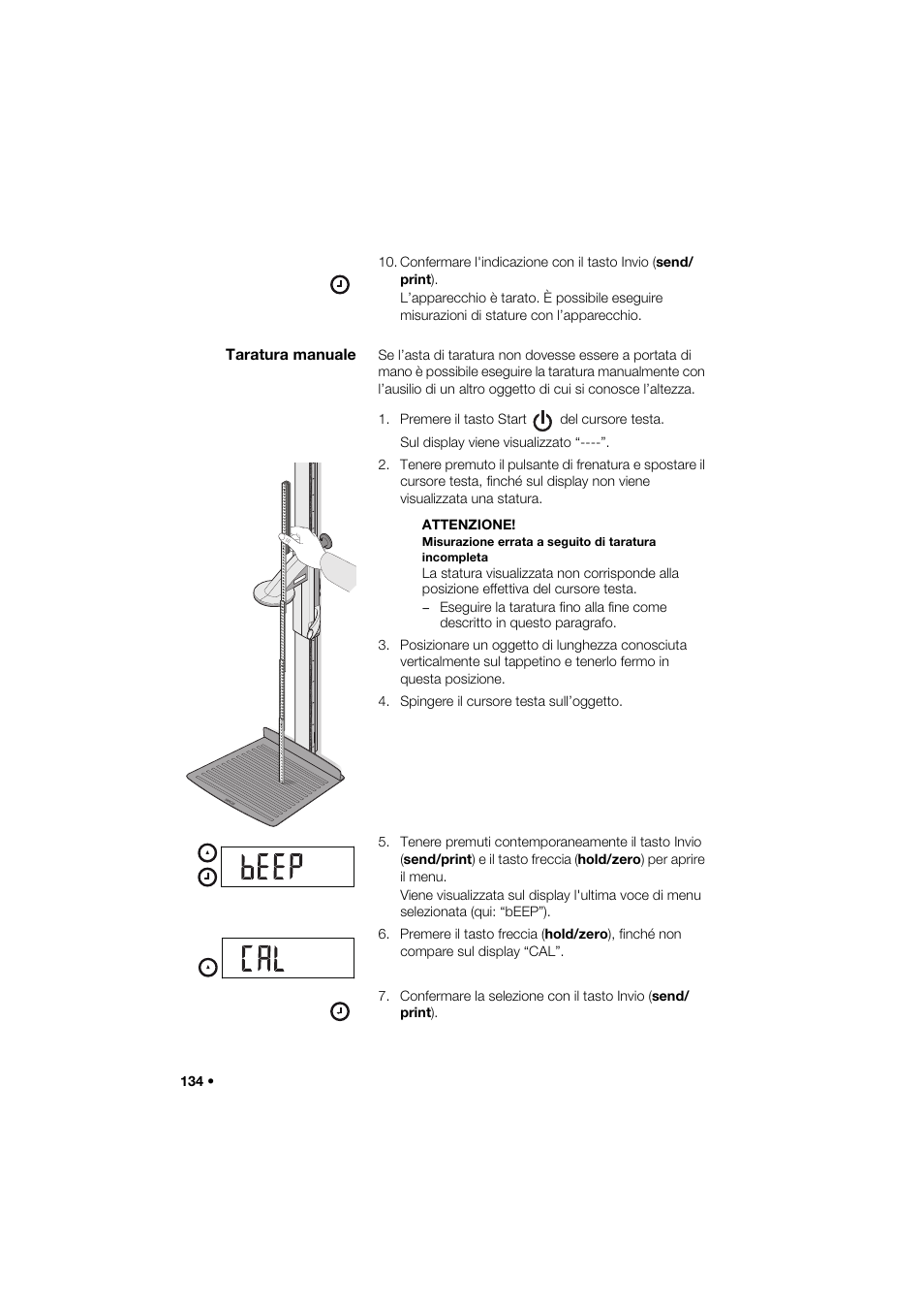 Taratura manuale | Seca 264 User Manual | Page 134 / 275