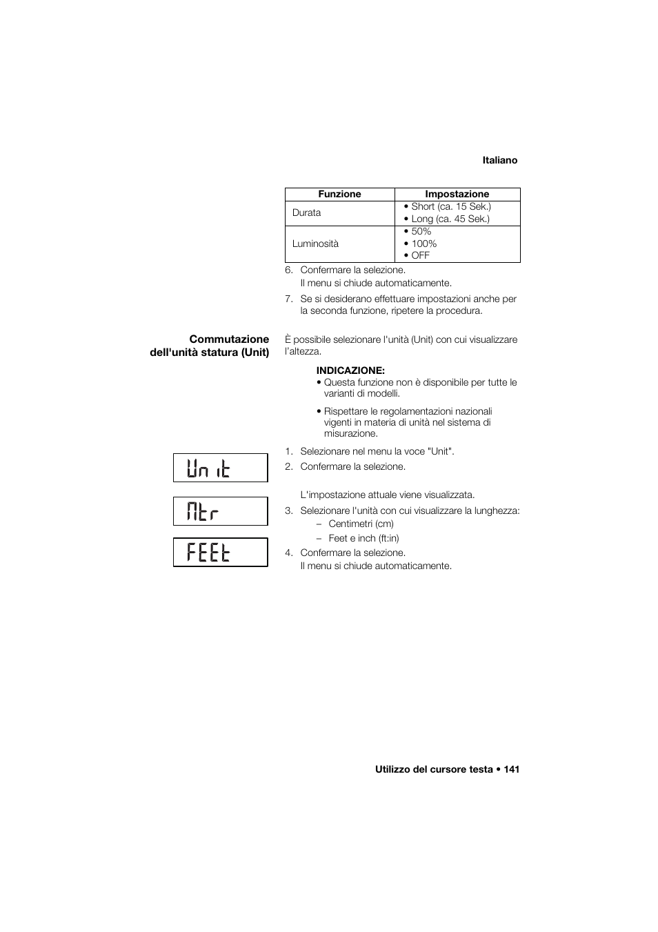 Commutazione dell'unità statura (unit) | Seca 264 User Manual | Page 141 / 275