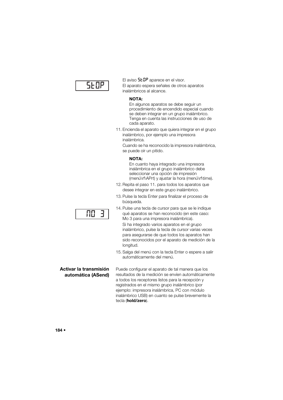 Activar la transmisión automática (asend) | Seca 264 User Manual | Page 184 / 275