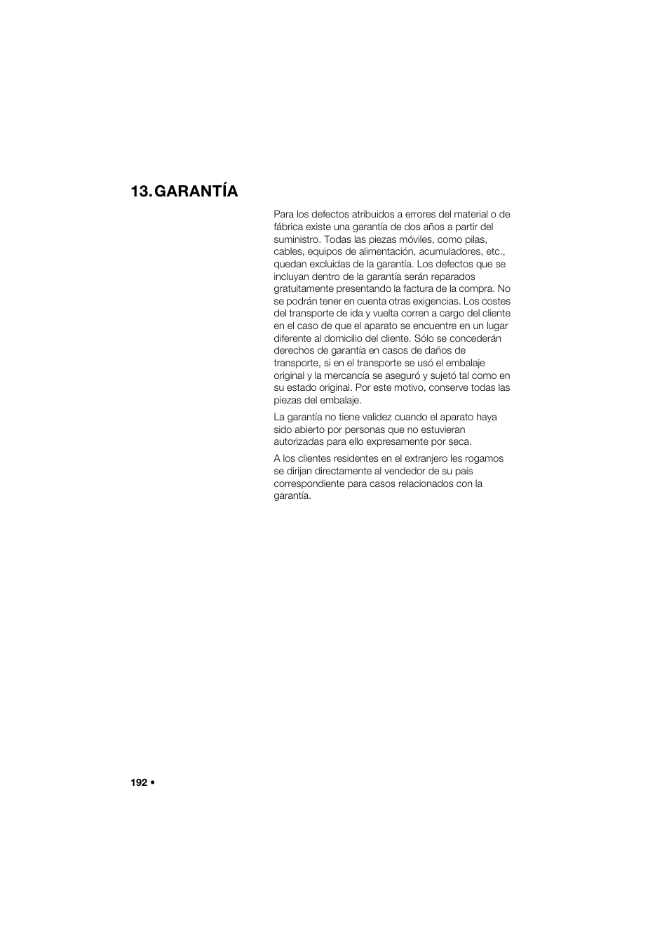 Garantía | Seca 264 User Manual | Page 192 / 275