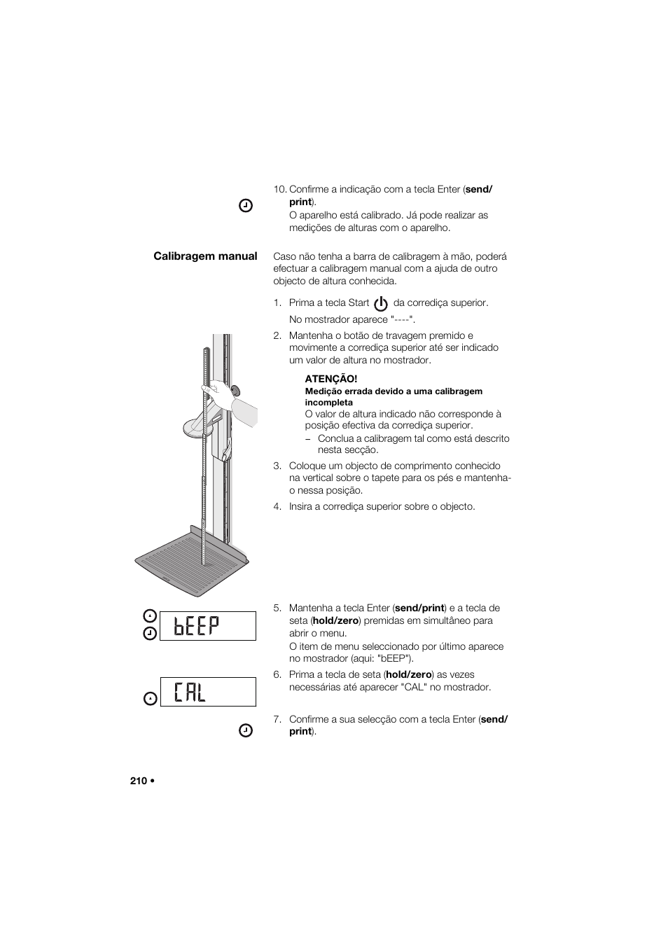 Calibragem manual | Seca 264 User Manual | Page 210 / 275