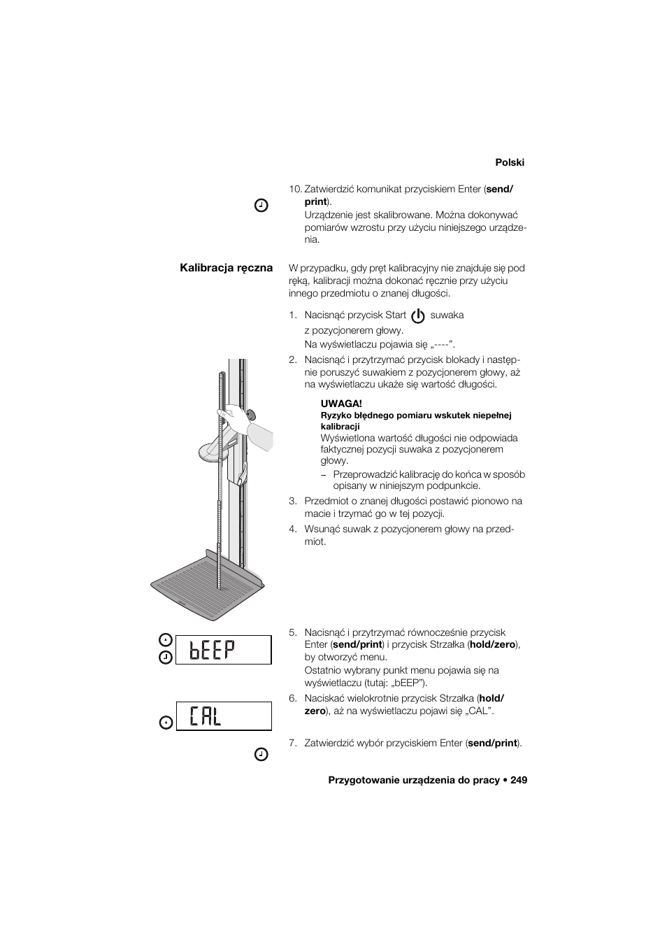 Kalibracja ręczna | Seca 264 User Manual | Page 249 / 275