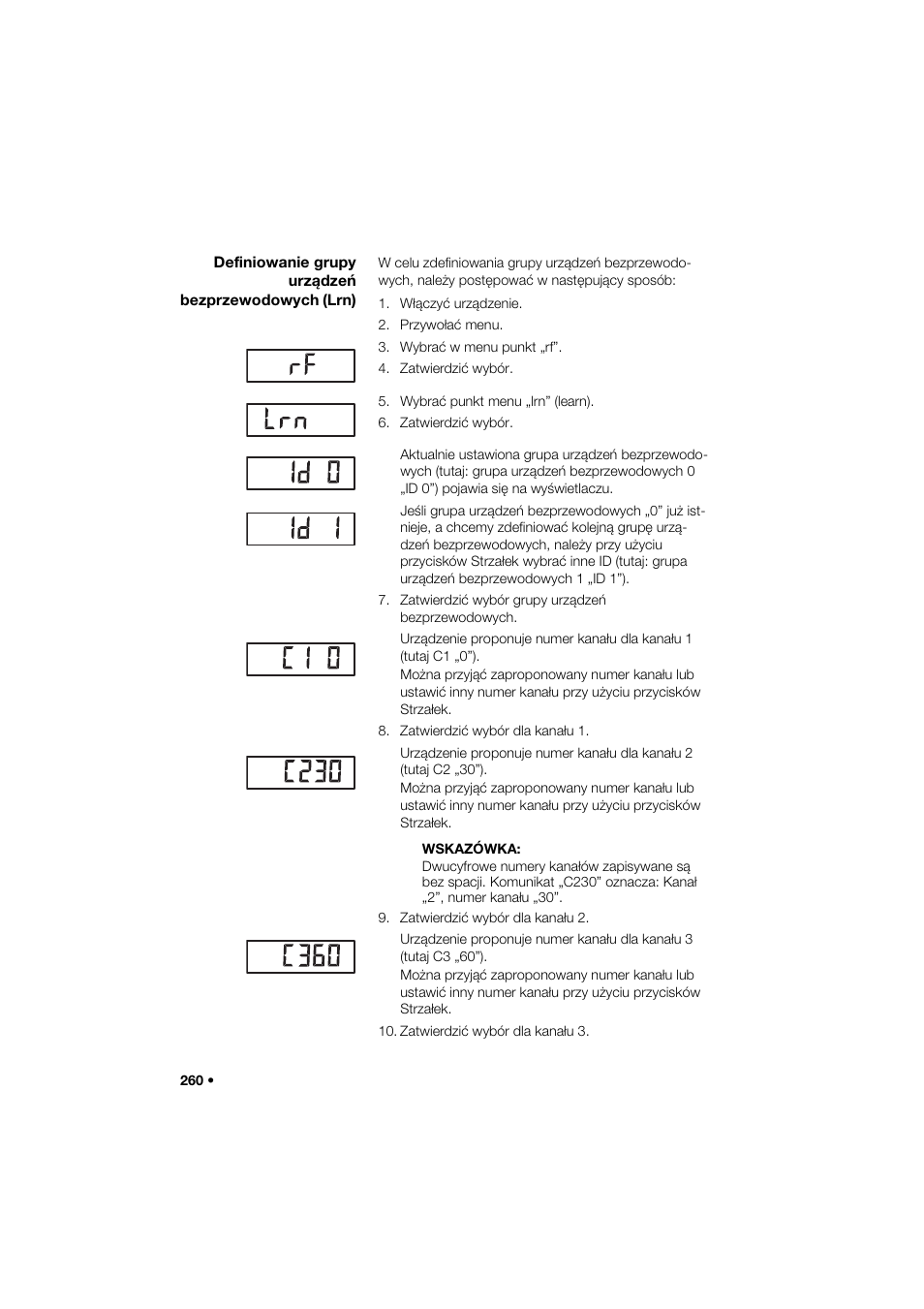 Definiowanie grupy urządzeń bezprzewodowych (lrn) | Seca 264 User Manual | Page 260 / 275