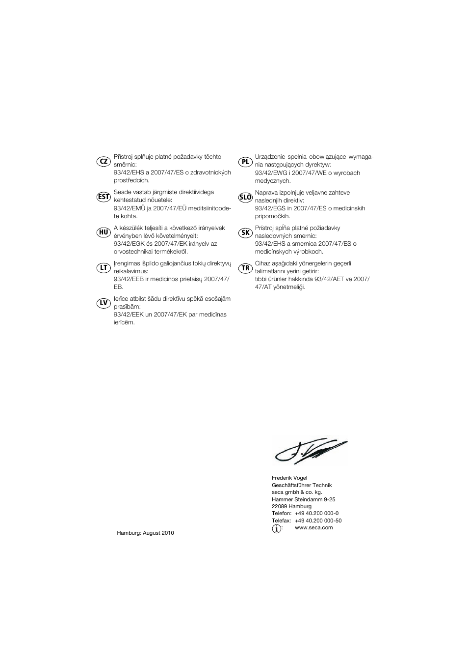 Seca 264 User Manual | Page 275 / 275