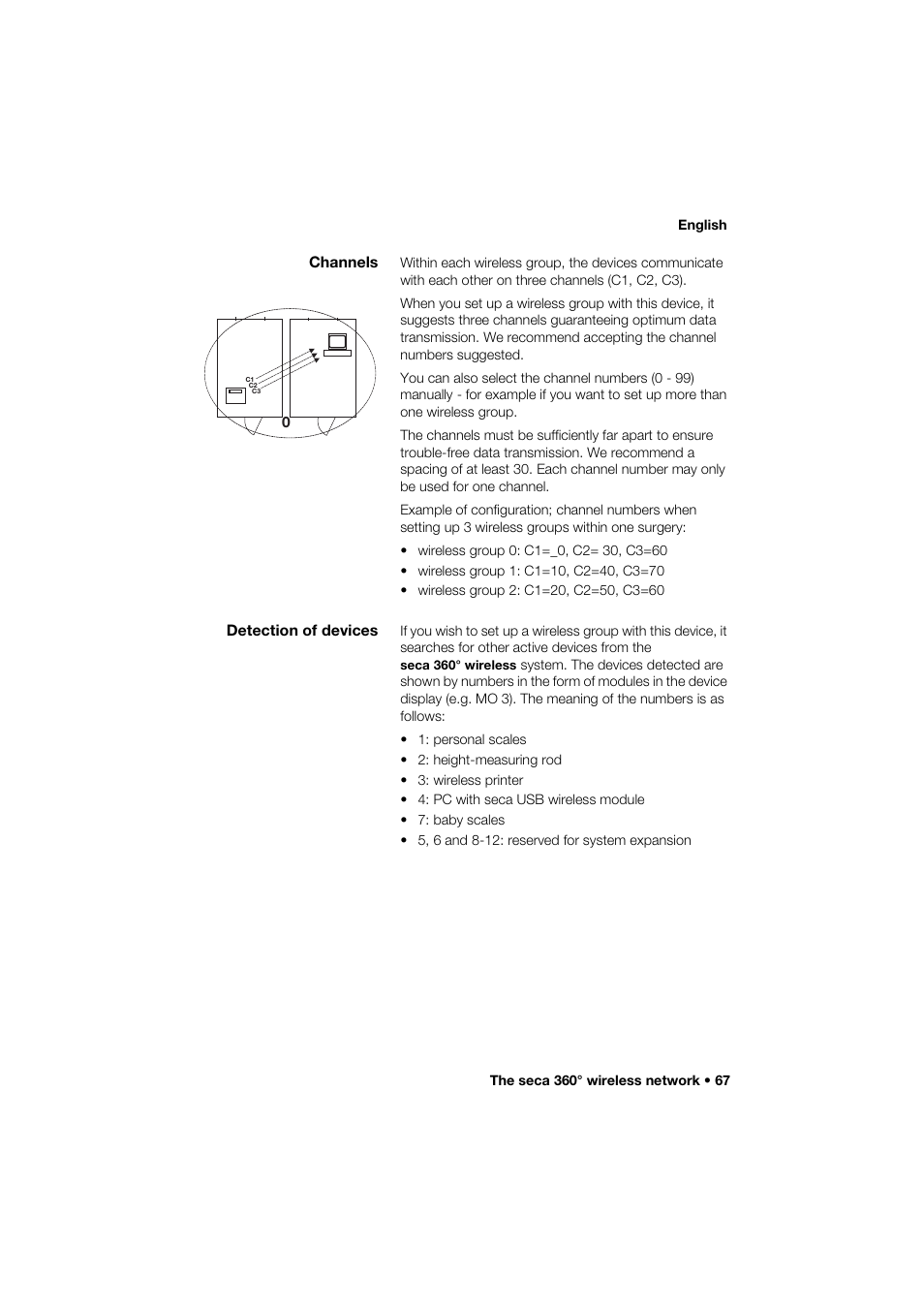 Channels, Detection of devices | Seca 264 User Manual | Page 67 / 275