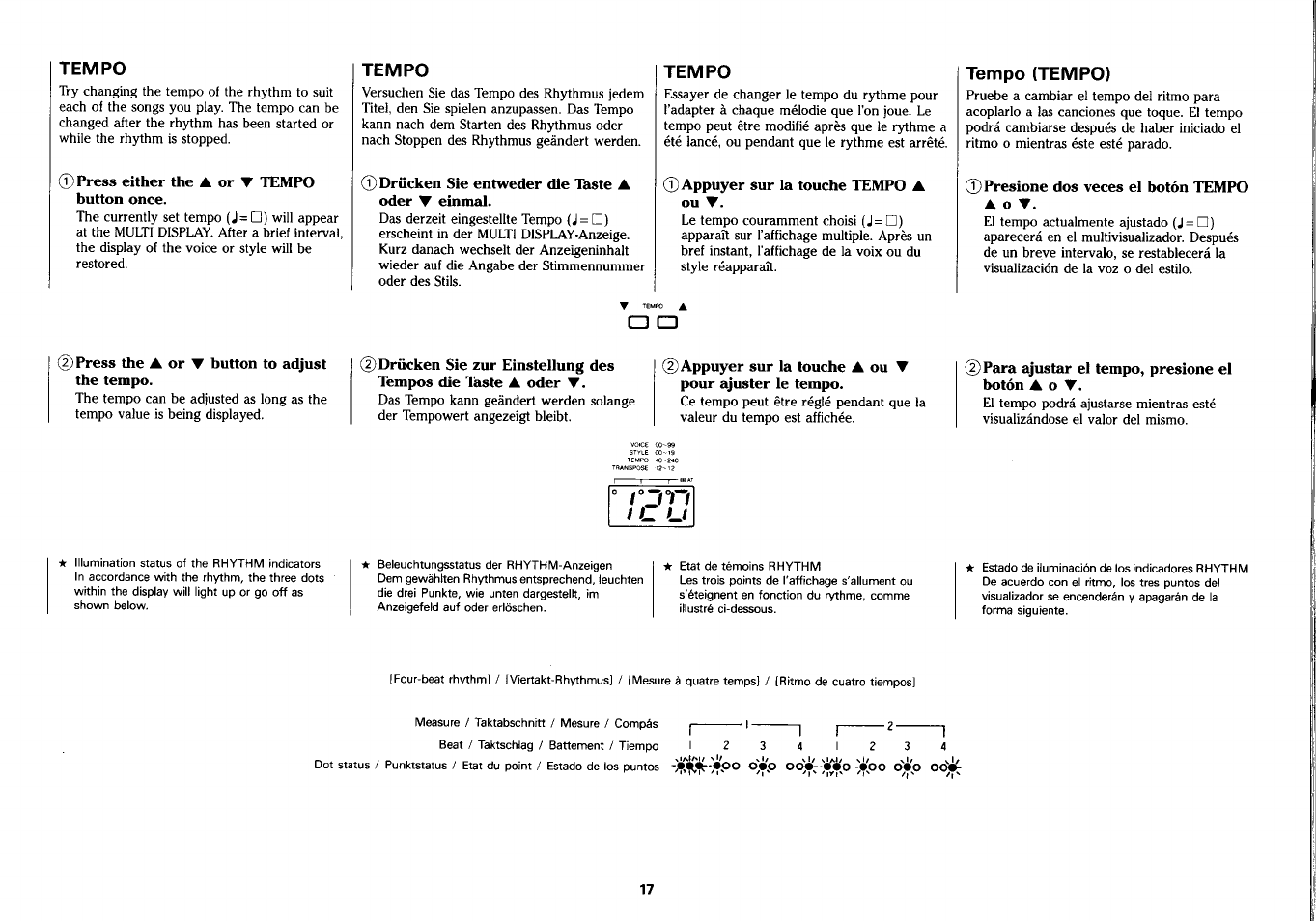 Tempo, Tempo (tempo), I l и | Yamaha PSS-290 User Manual | Page 18 / 39