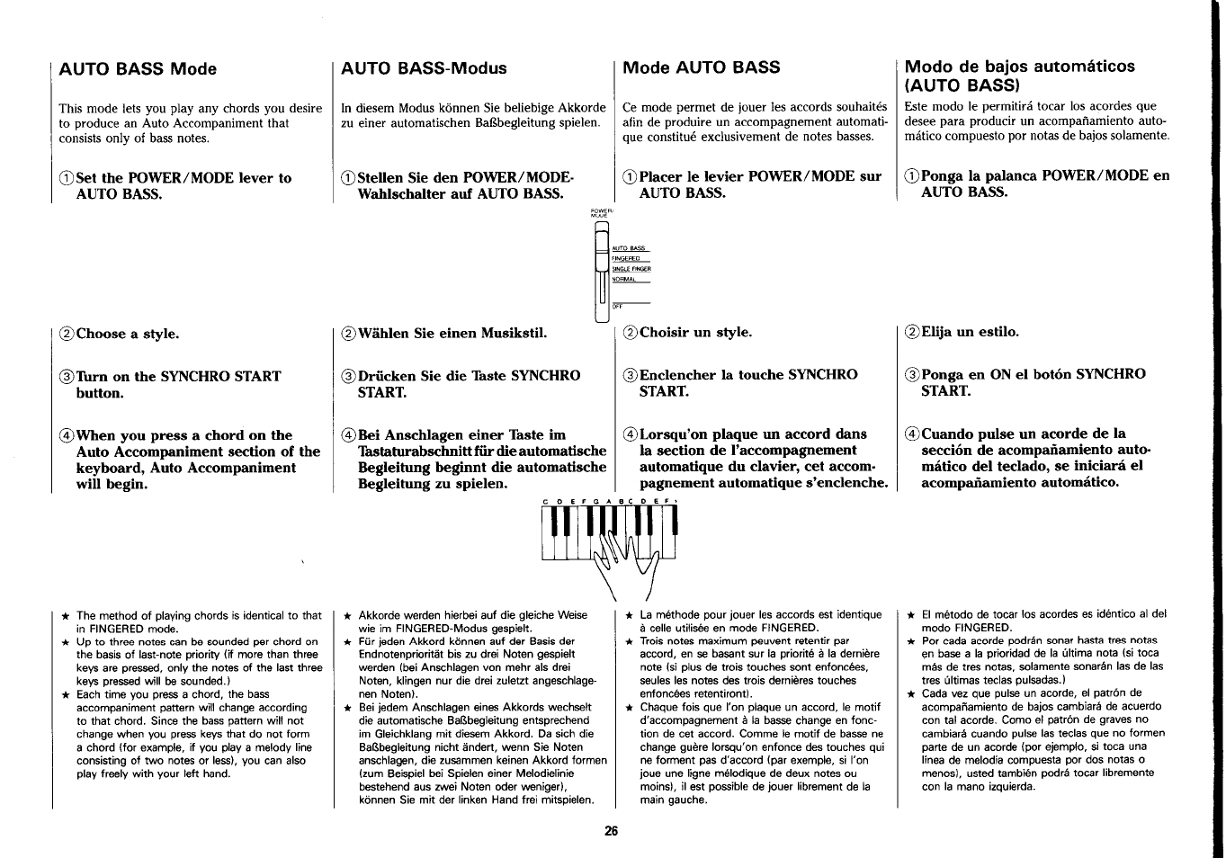 Modo de bajos automáticos (auto bassi | Yamaha PSS-290 User Manual | Page 27 / 39