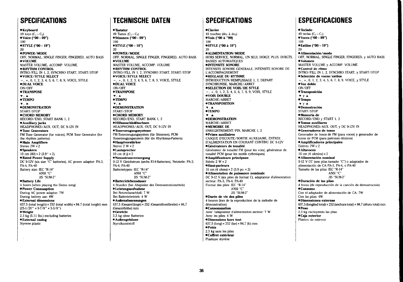 Yamaha PSS-290 User Manual | Page 37 / 39