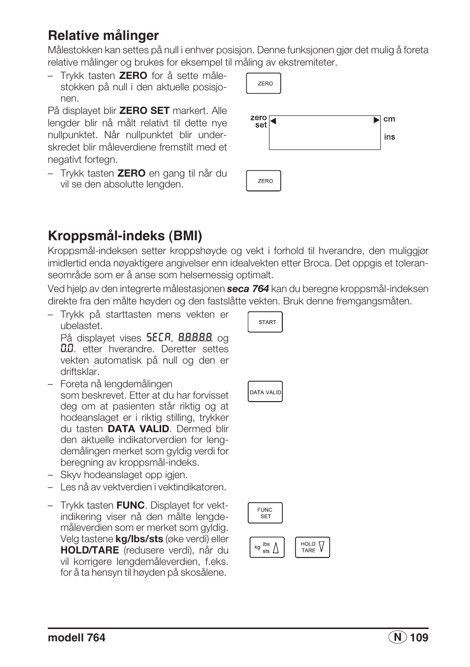 Relative målinger, Kroppsmål-indeks (bmi) | Seca 764 User Manual | Page 109 / 189