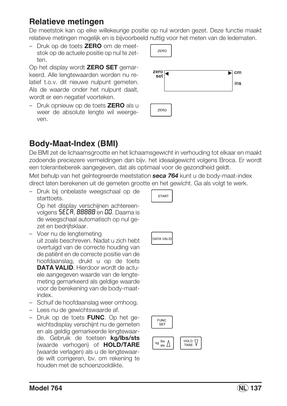 Relatieve metingen, Body-maat-index (bmi) | Seca 764 User Manual | Page 137 / 189