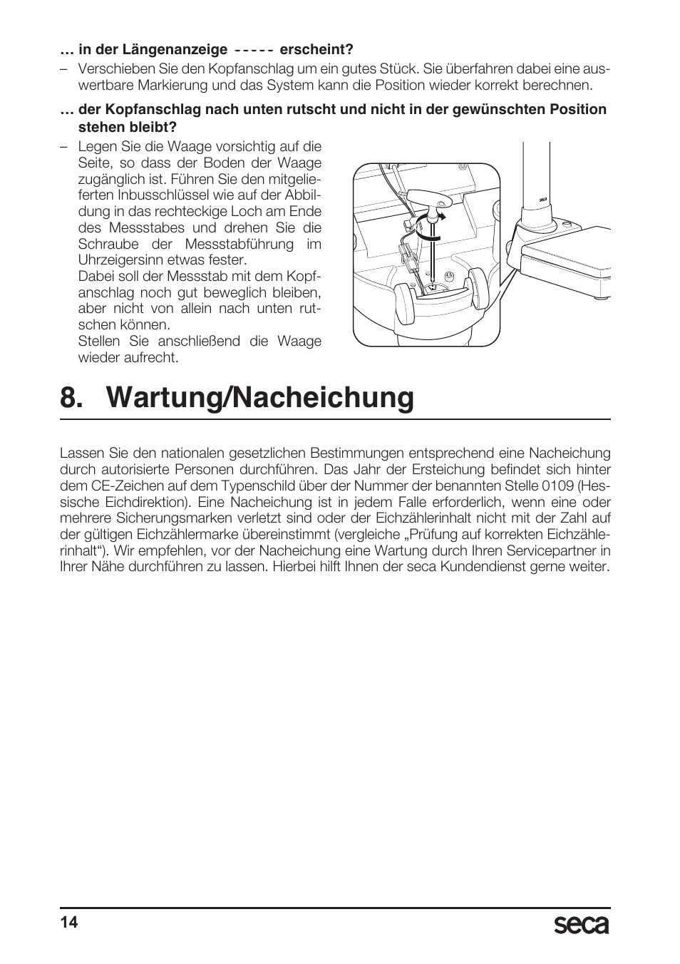 Wartung/nacheichung | Seca 764 User Manual | Page 14 / 189