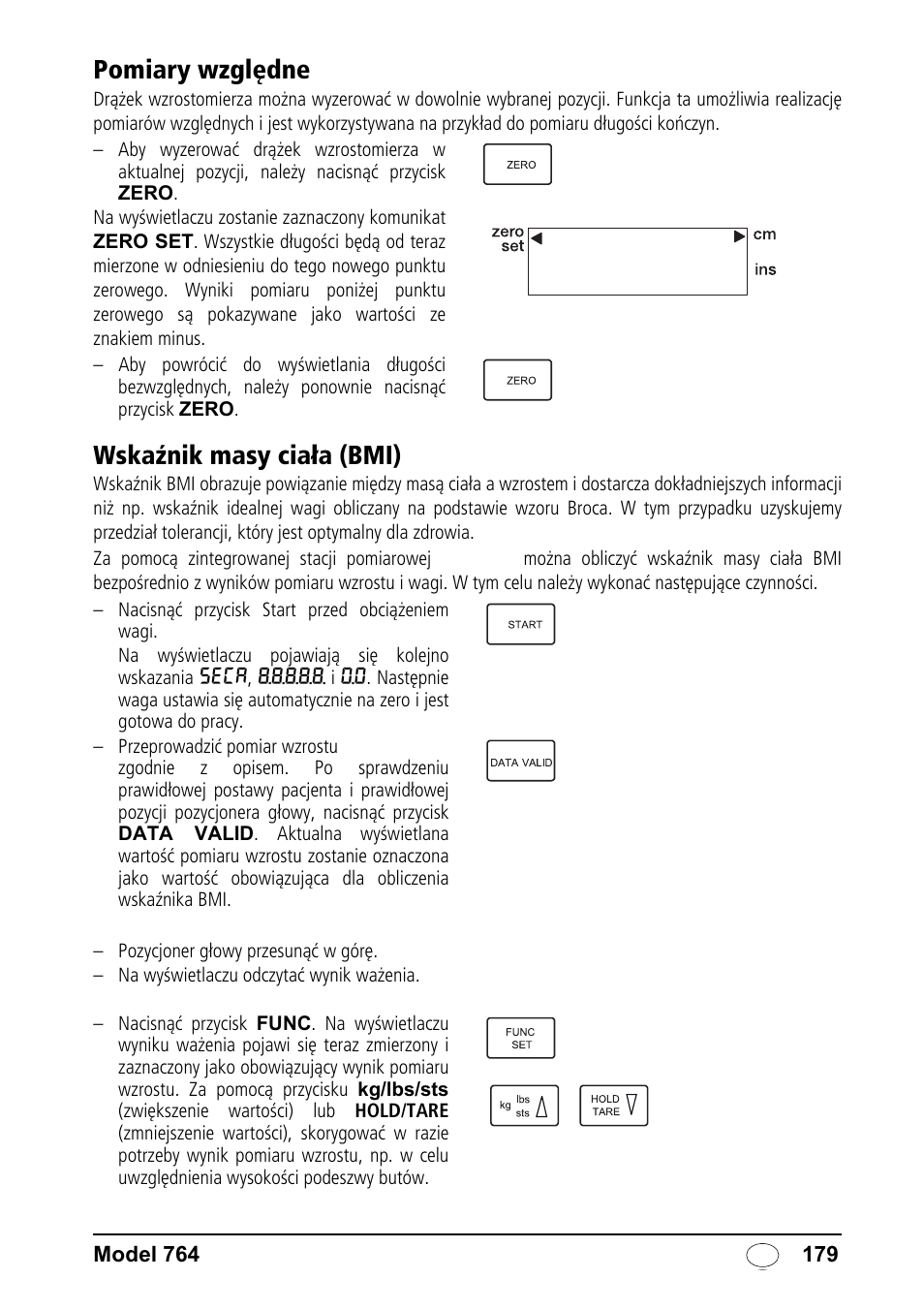 Pomiary względne, Wskaźnik masy ciała (bmi) | Seca 764 User Manual | Page 179 / 189