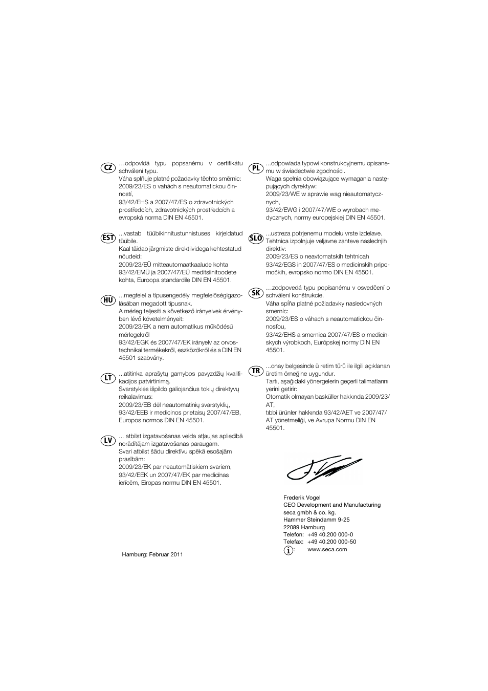 Seca 764 User Manual | Page 189 / 189