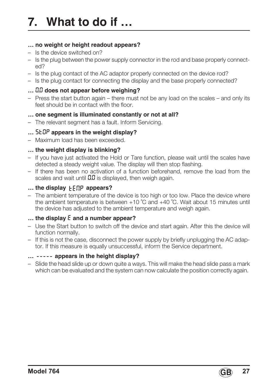 What to do if | Seca 764 User Manual | Page 27 / 189