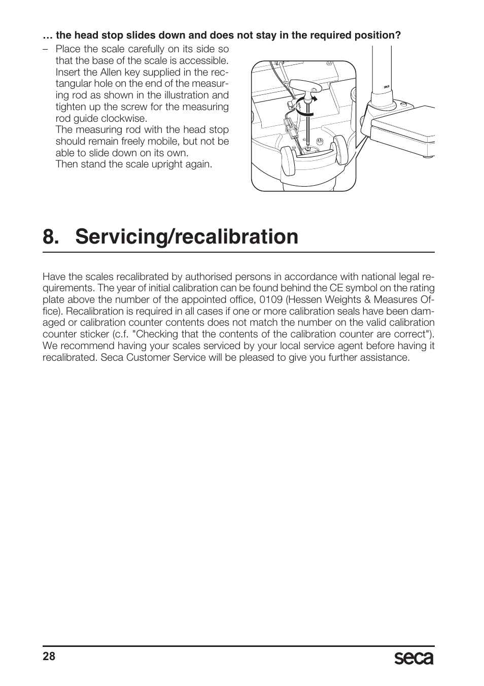 Servicing/recalibration | Seca 764 User Manual | Page 28 / 189