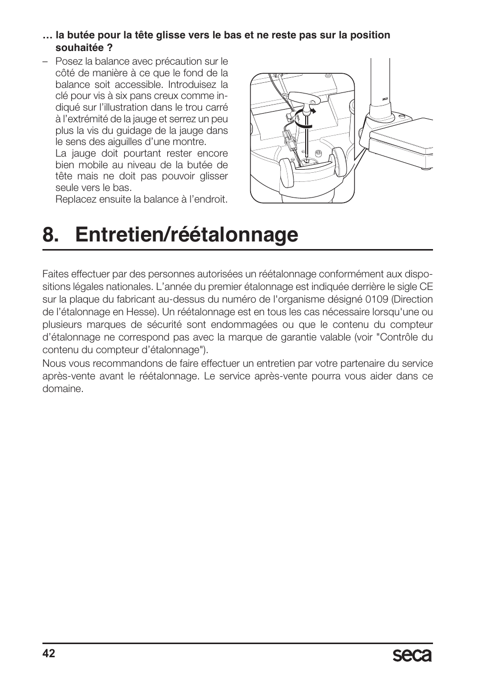 Entretien/réétalonnage | Seca 764 User Manual | Page 42 / 189