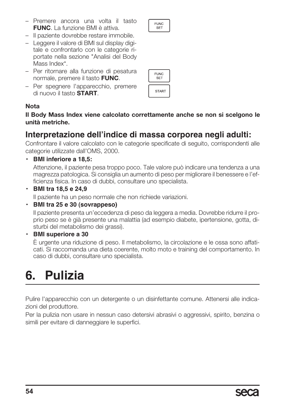 Pulizia | Seca 764 User Manual | Page 54 / 189