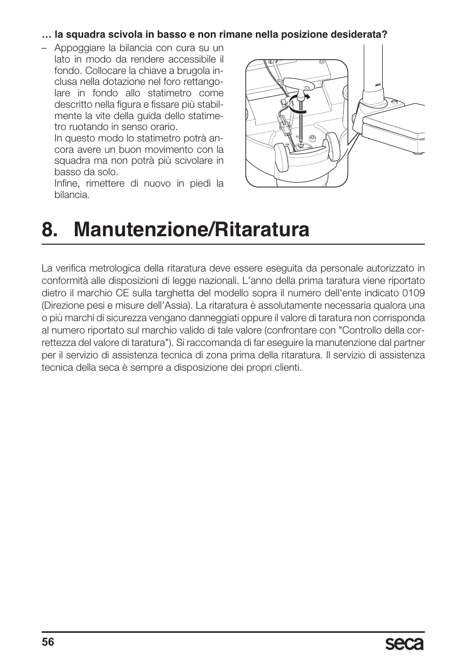 Manutenzione/ritaratura | Seca 764 User Manual | Page 56 / 189