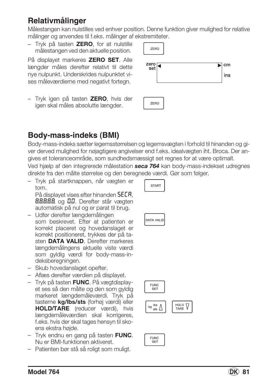 Relativmålinger, Body-mass-indeks (bmi) | Seca 764 User Manual | Page 81 / 189