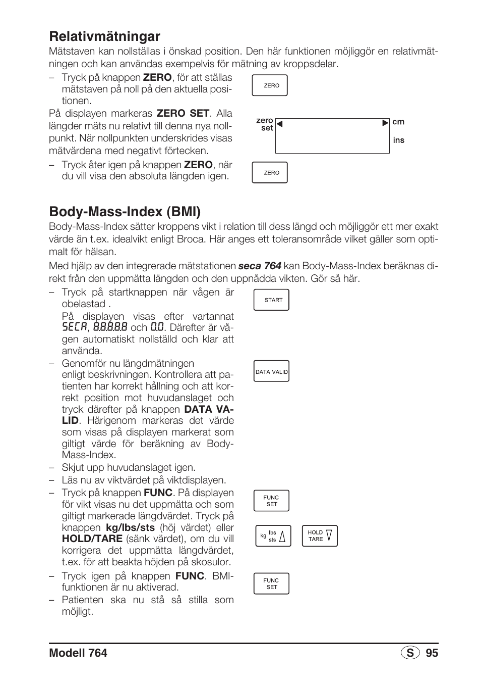 Relativmätningar, Body-mass-index (bmi) | Seca 764 User Manual | Page 95 / 189