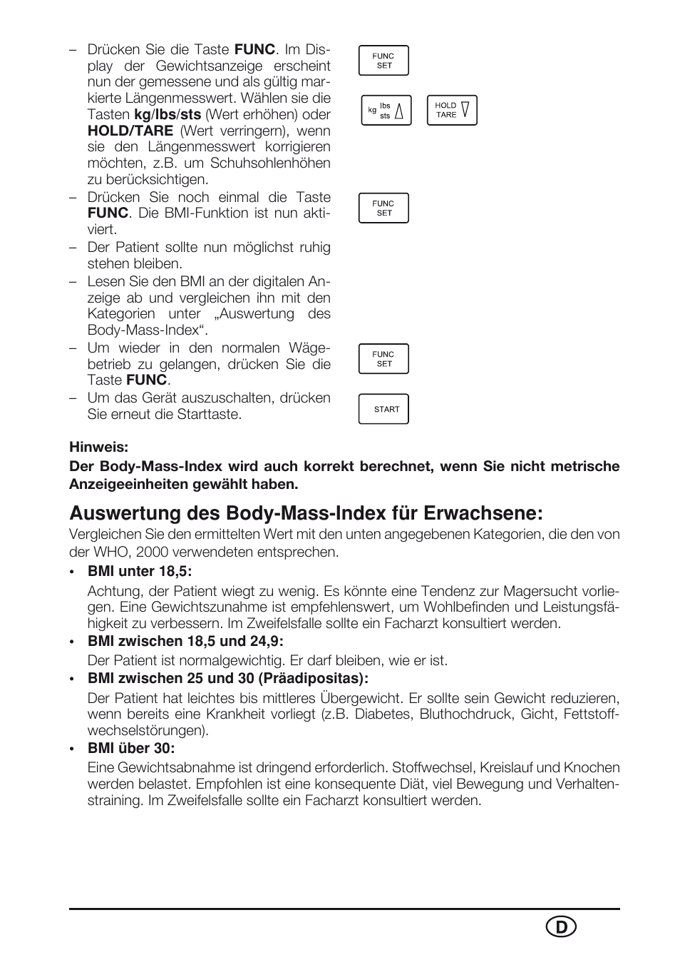 Auswertung des body-mass-index für erwachsene | Seca 763 User Manual | Page 11 / 89