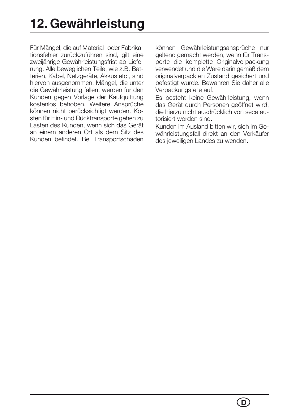 Gewährleistung | Seca 763 User Manual | Page 15 / 89