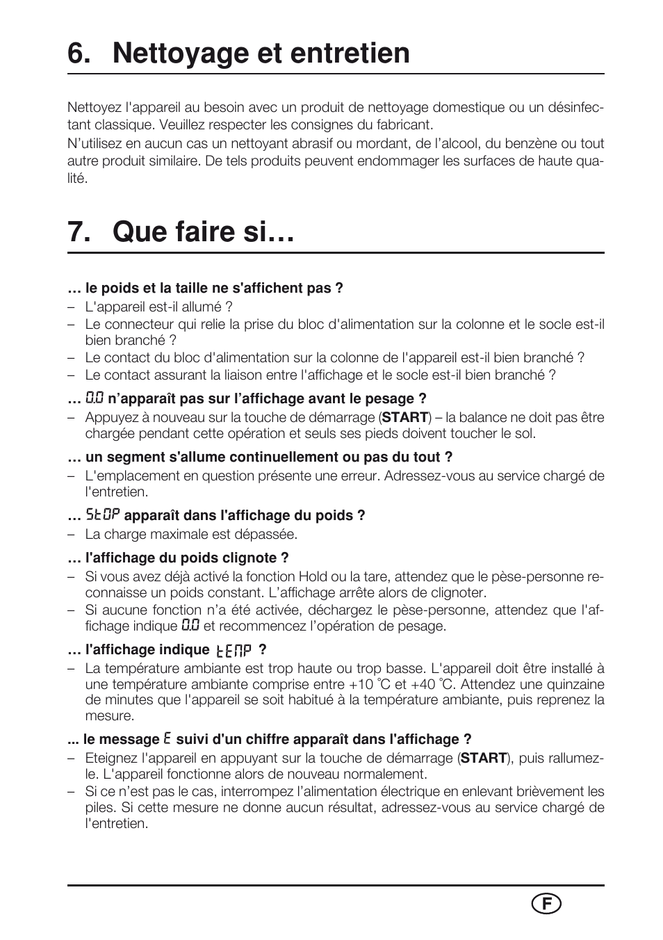 Nettoyage et entretien, Que faire si | Seca 763 User Manual | Page 39 / 89