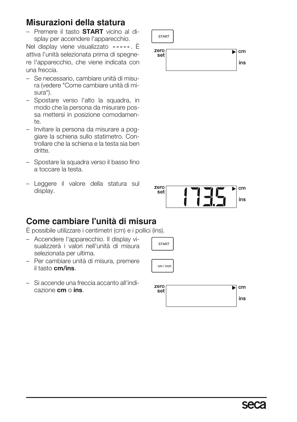 Misurazioni della statura, Come cambiare l'unità di misura | Seca 763 User Manual | Page 50 / 89
