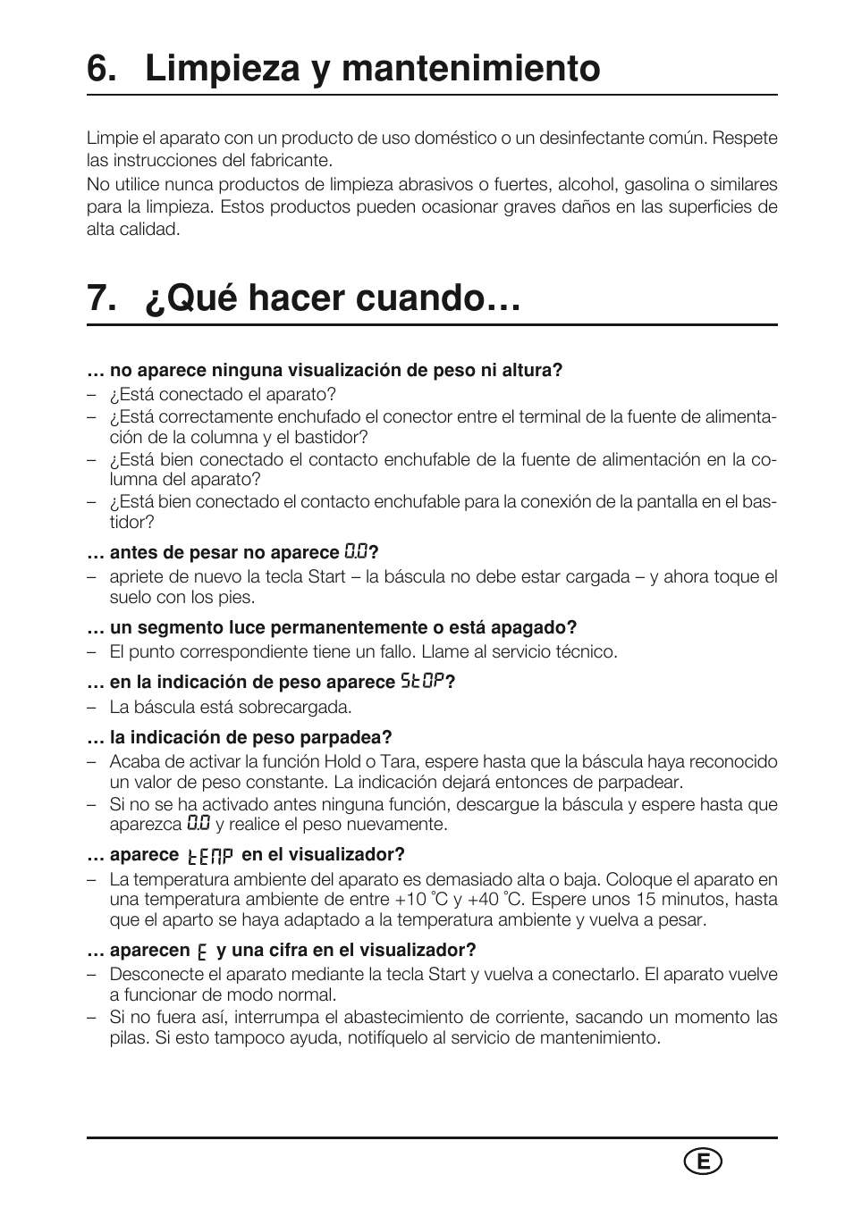 Limpieza y mantenimiento, ¿qué hacer cuando | Seca 763 User Manual | Page 67 / 89