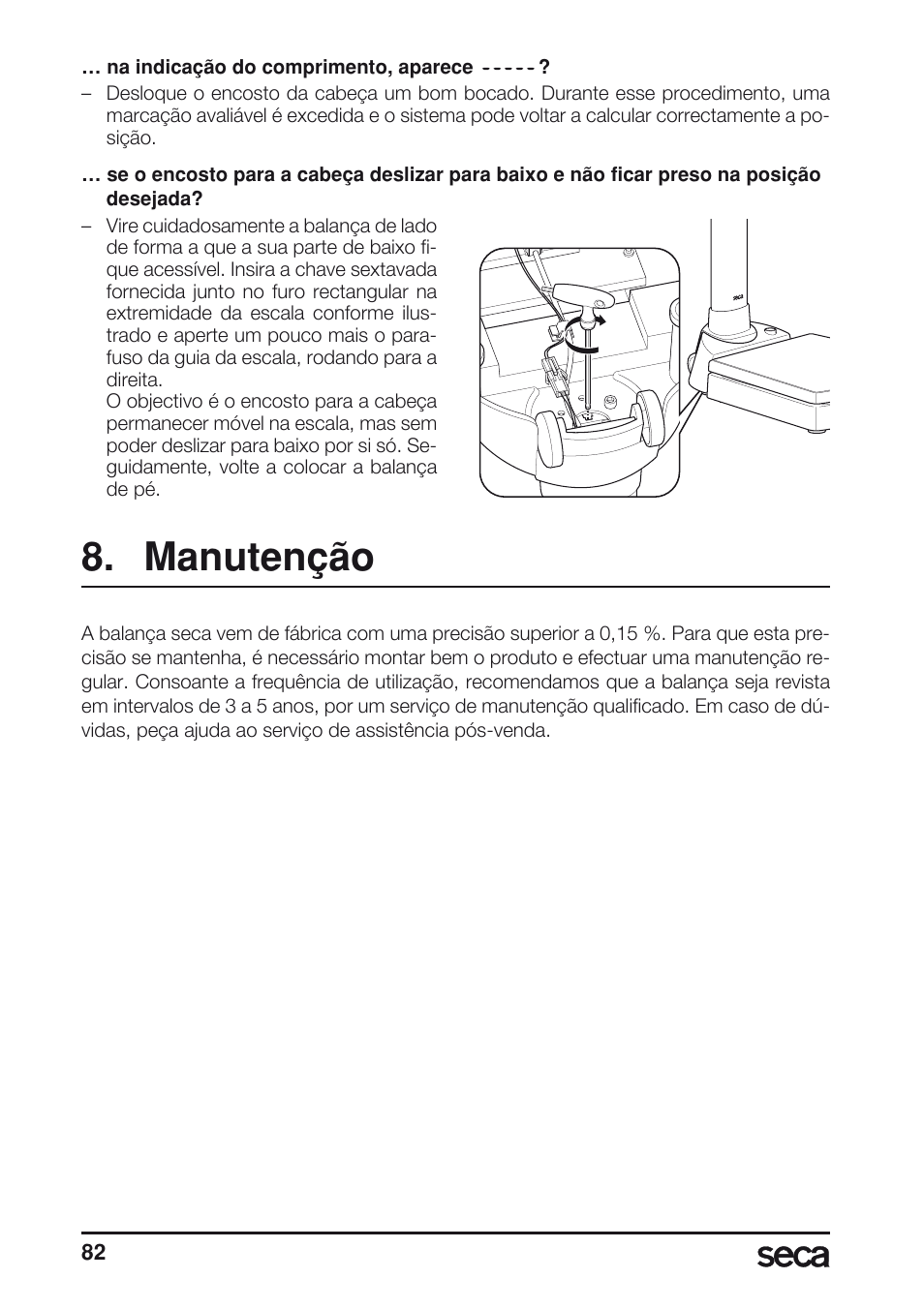 Manutenção | Seca 763 User Manual | Page 82 / 89