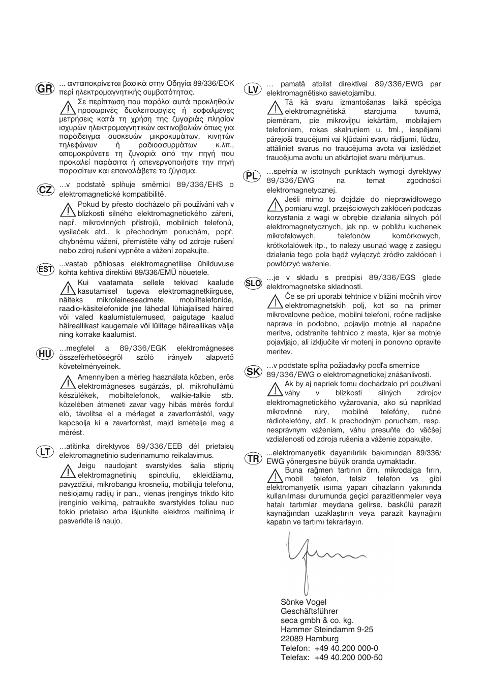 Hamburg: juni 2005, Hu lt lv, Sk tr | Seca 763 User Manual | Page 89 / 89