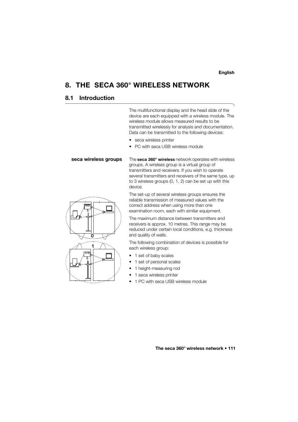 The seca 360° wireless network, 1 introduction, Seca wireless groups | Seca 285 User Manual | Page 111 / 451