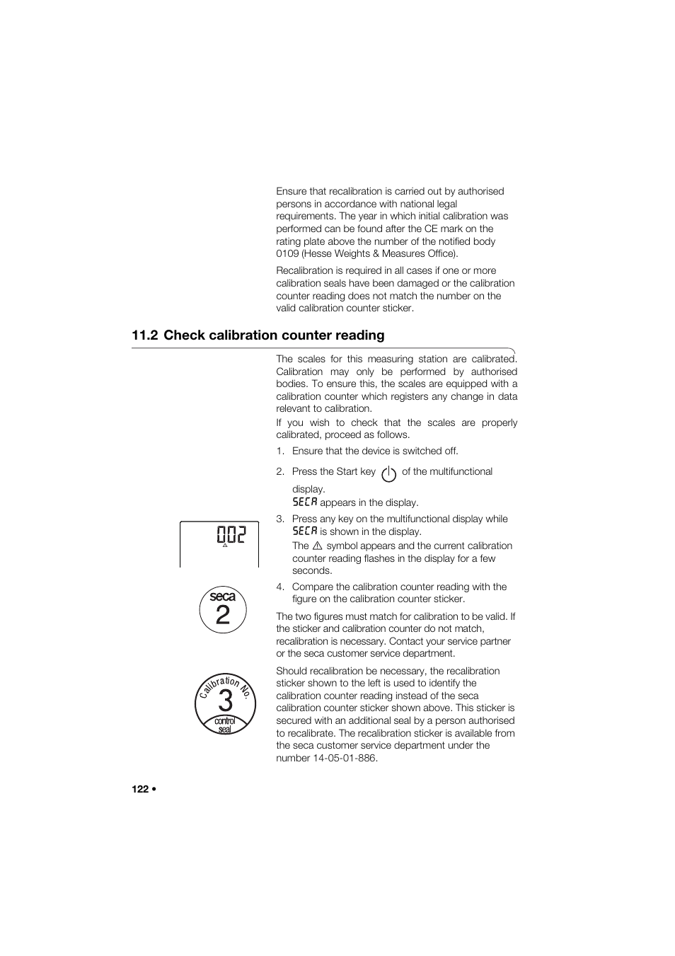 2 check calibration counter reading | Seca 285 User Manual | Page 122 / 451