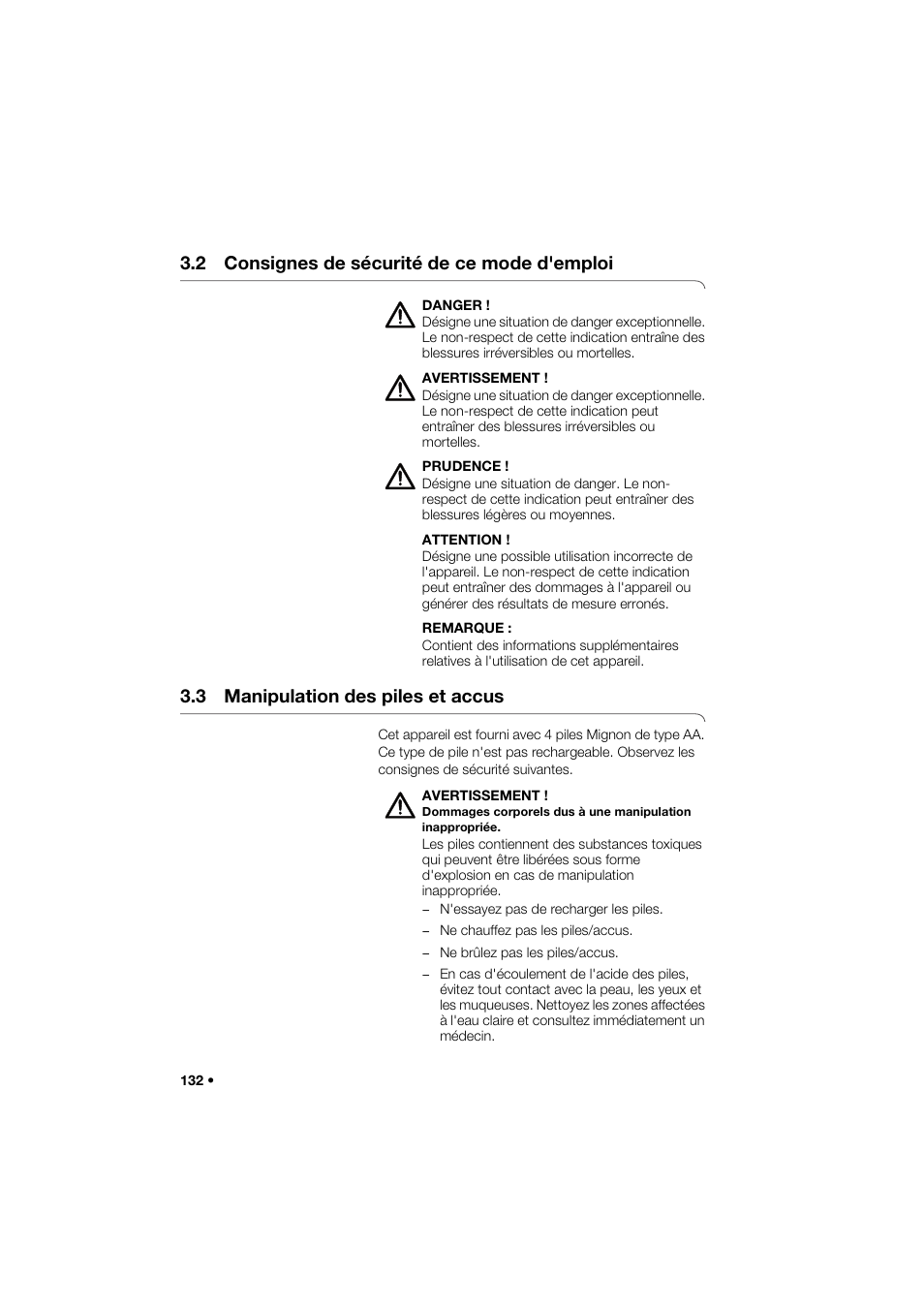 2 consignes de sécurité de ce mode d'emploi, 3 manipulation des piles et accus | Seca 285 User Manual | Page 132 / 451