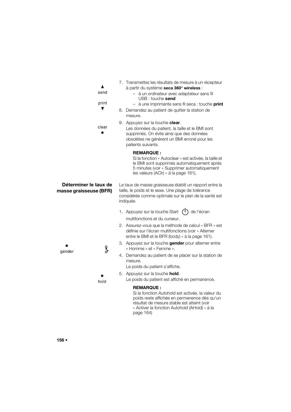 Déterminer le taux de masse graisseuse (bfr) | Seca 285 User Manual | Page 156 / 451