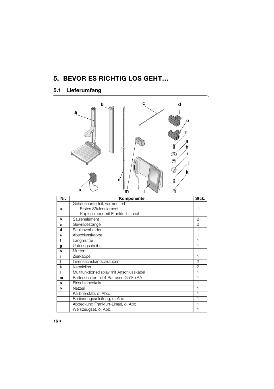 Bevor es richtig los geht, 1 lieferumfang | Seca 285 User Manual | Page 16 / 451