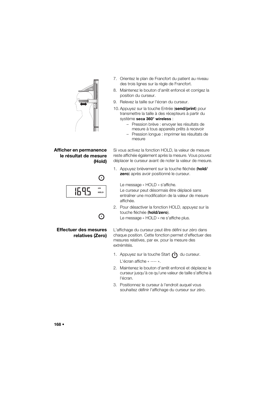 Effectuer des mesures relatives (zero) | Seca 285 User Manual | Page 168 / 451