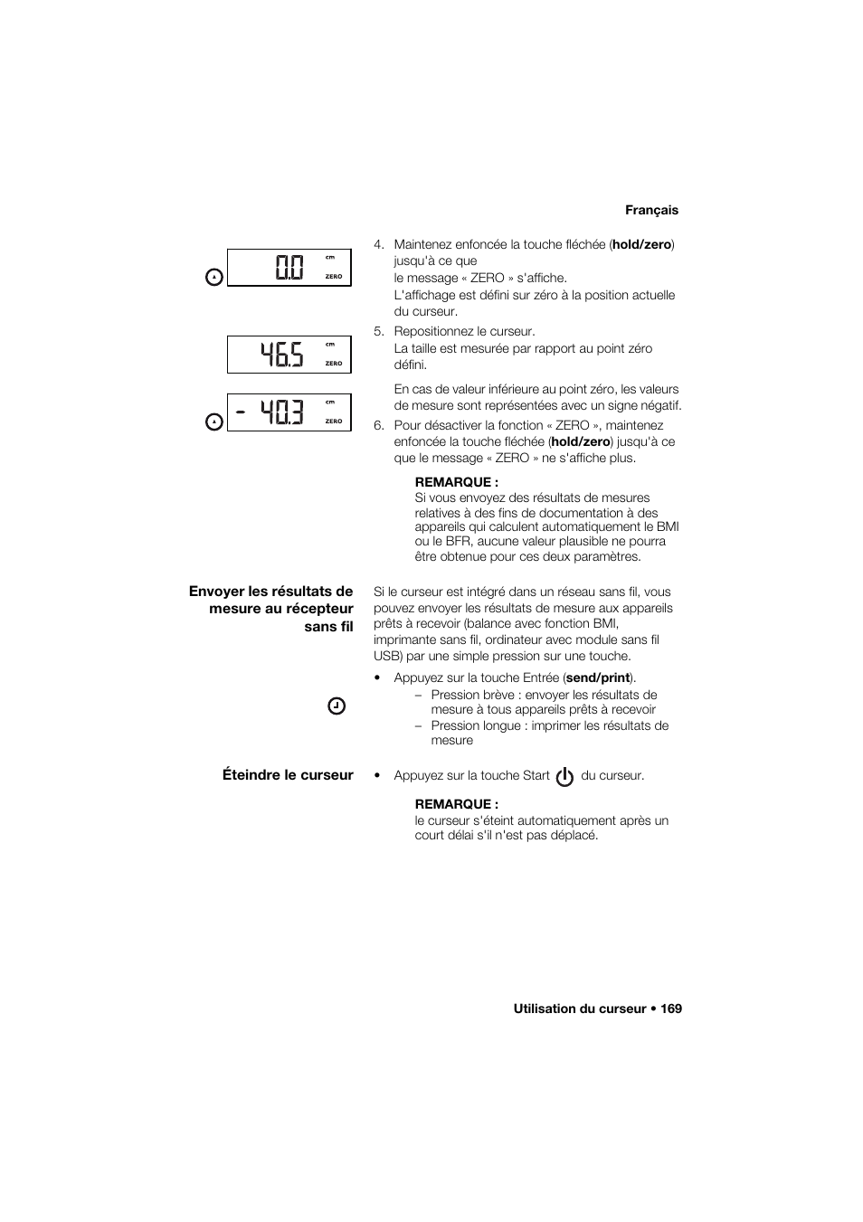 Éteindre le curseur | Seca 285 User Manual | Page 169 / 451