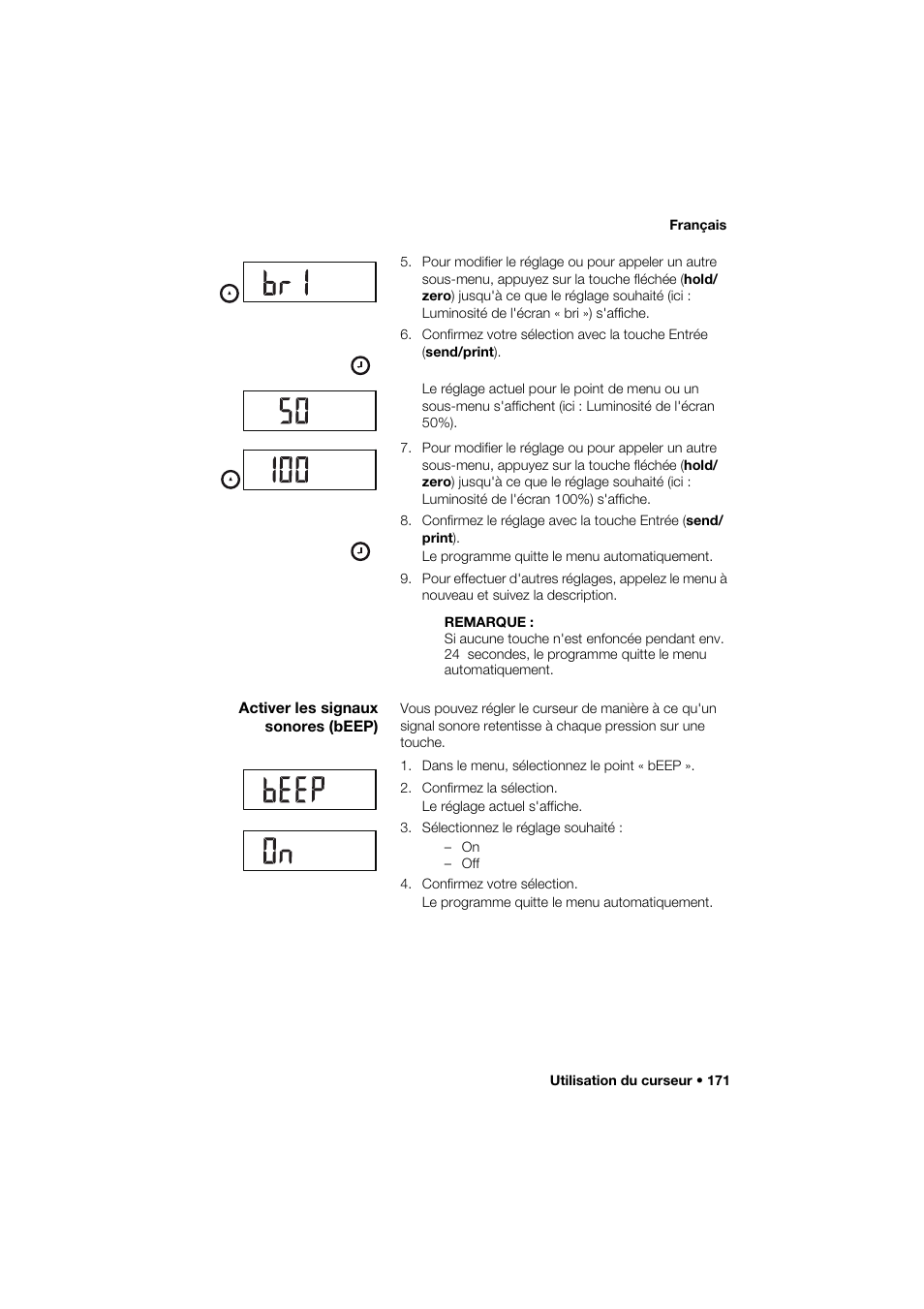 Activer les signaux sonores (beep) | Seca 285 User Manual | Page 171 / 451