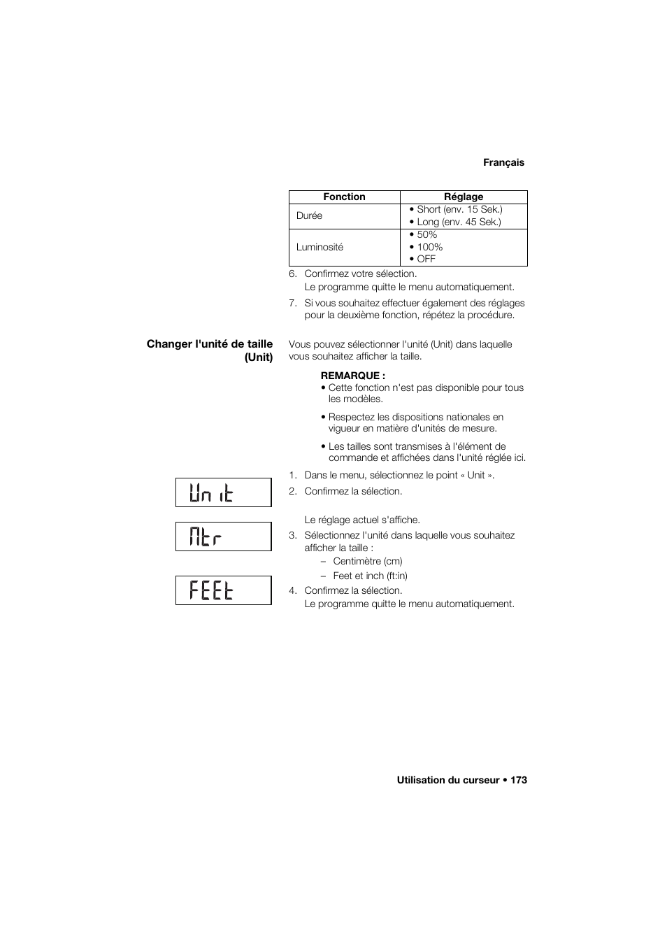 Changer l'unité de taille (unit) | Seca 285 User Manual | Page 173 / 451