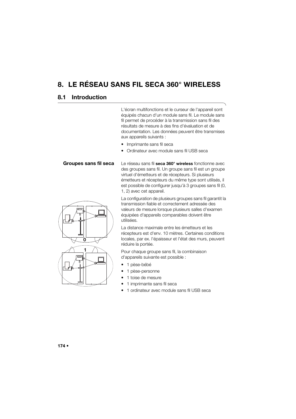 Le réseau sans fil seca 360° wireless, 1 introduction, Groupes sans fil seca | Seca 285 User Manual | Page 174 / 451