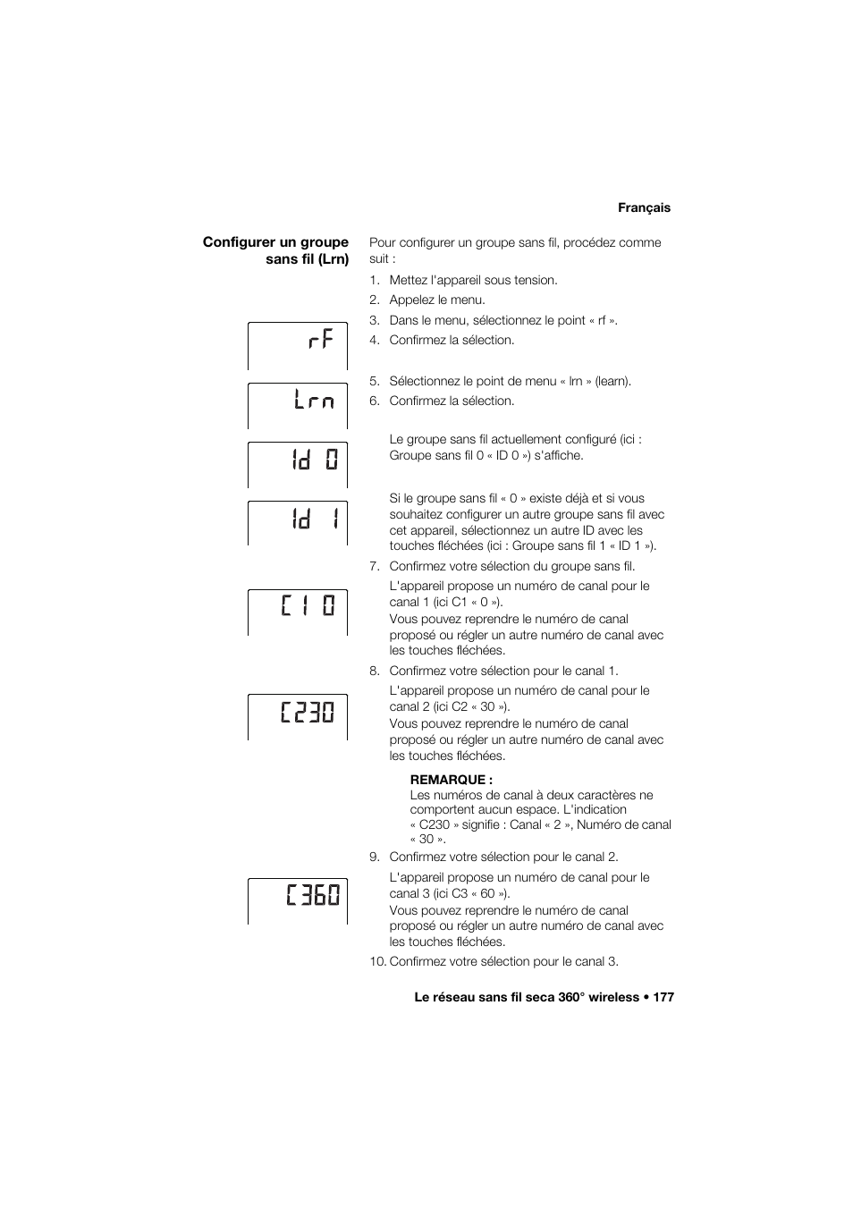 Configurer un groupe sans fil (lrn) | Seca 285 User Manual | Page 177 / 451