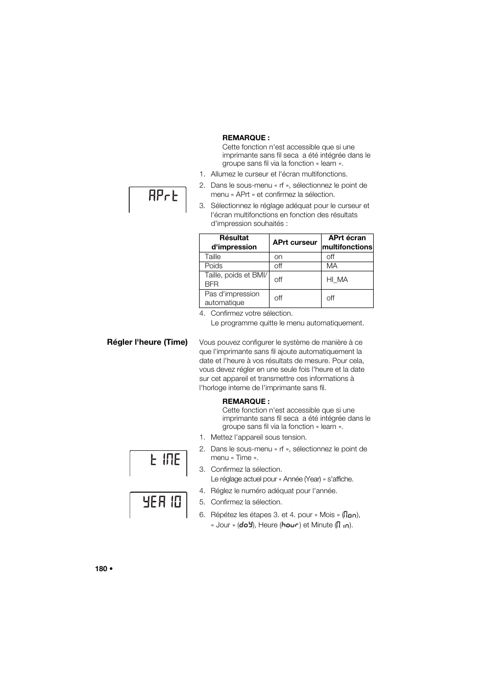 Régler l'heure (time) | Seca 285 User Manual | Page 180 / 451