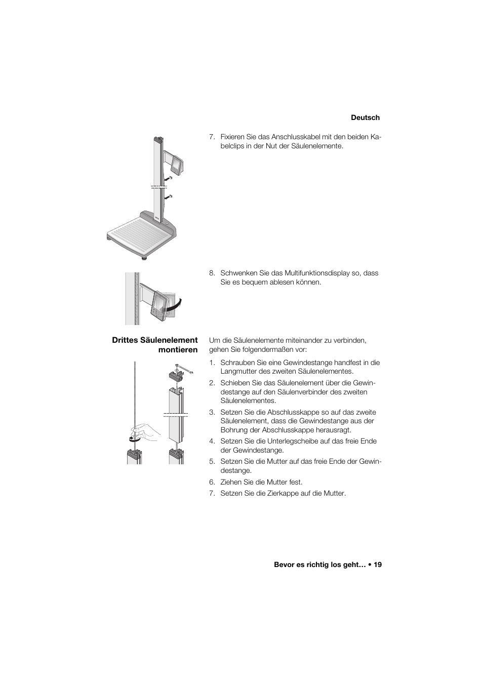 Drittes säulenelement montieren | Seca 285 User Manual | Page 19 / 451